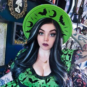 Batty Moon hand painted gothic wide brim hat
